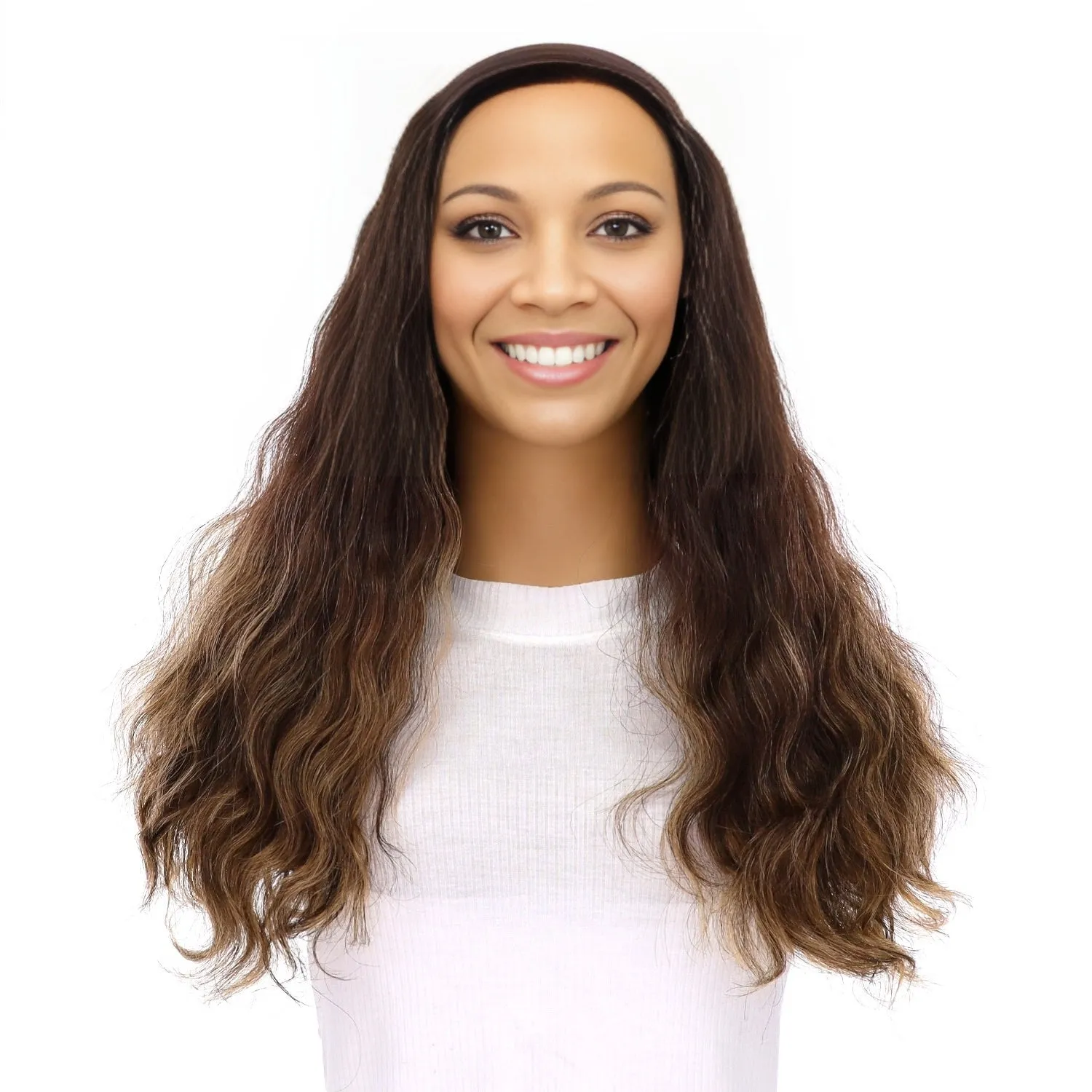 20" HatFall Wig Dark Brown Balayage Wavy
