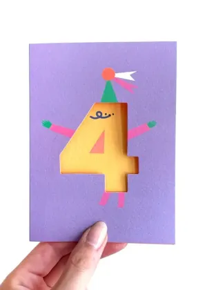 Age 4 Die-Cut Birthday Card