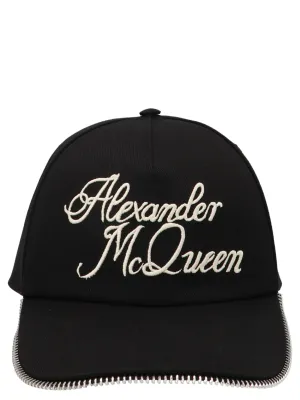 Alexander McQueen Logo Embroidered Zip Detailed Baseball Cap