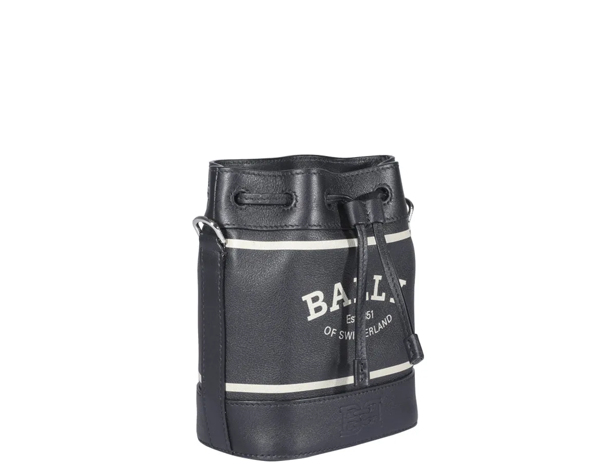 Bally Logo Printed Drawstring Bucket Bag
