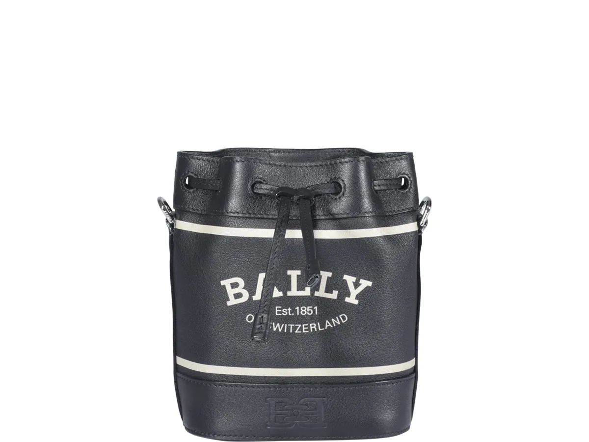 Bally Logo Printed Drawstring Bucket Bag