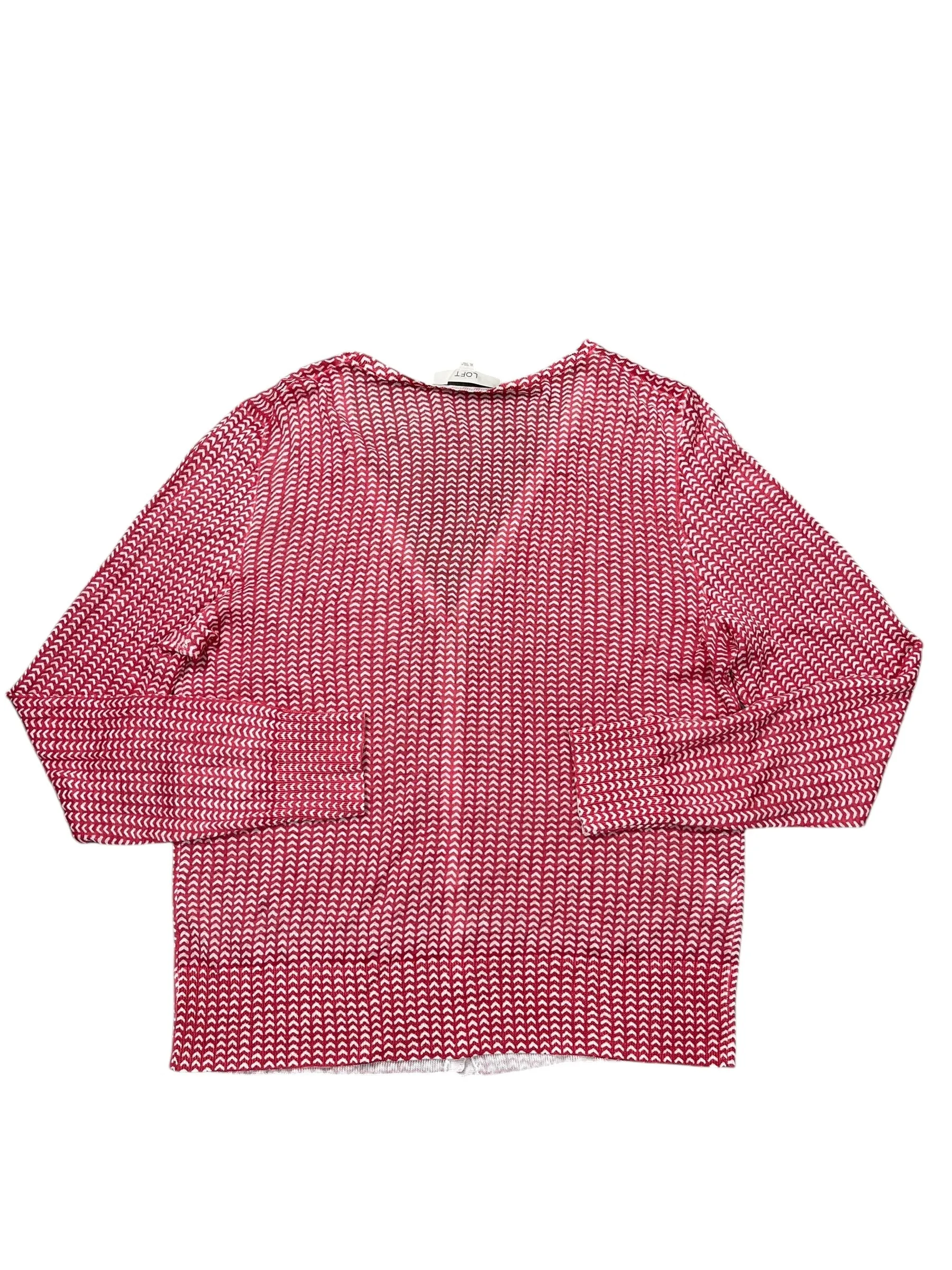 Cardigan By Loft In Red & White, Size:Xl