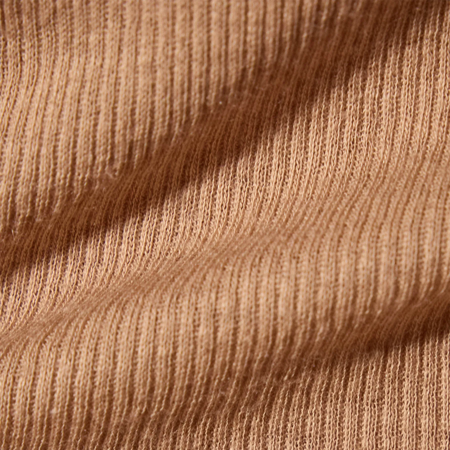 Cotton Cashmere Blend Ribbed Crew - Vicuna