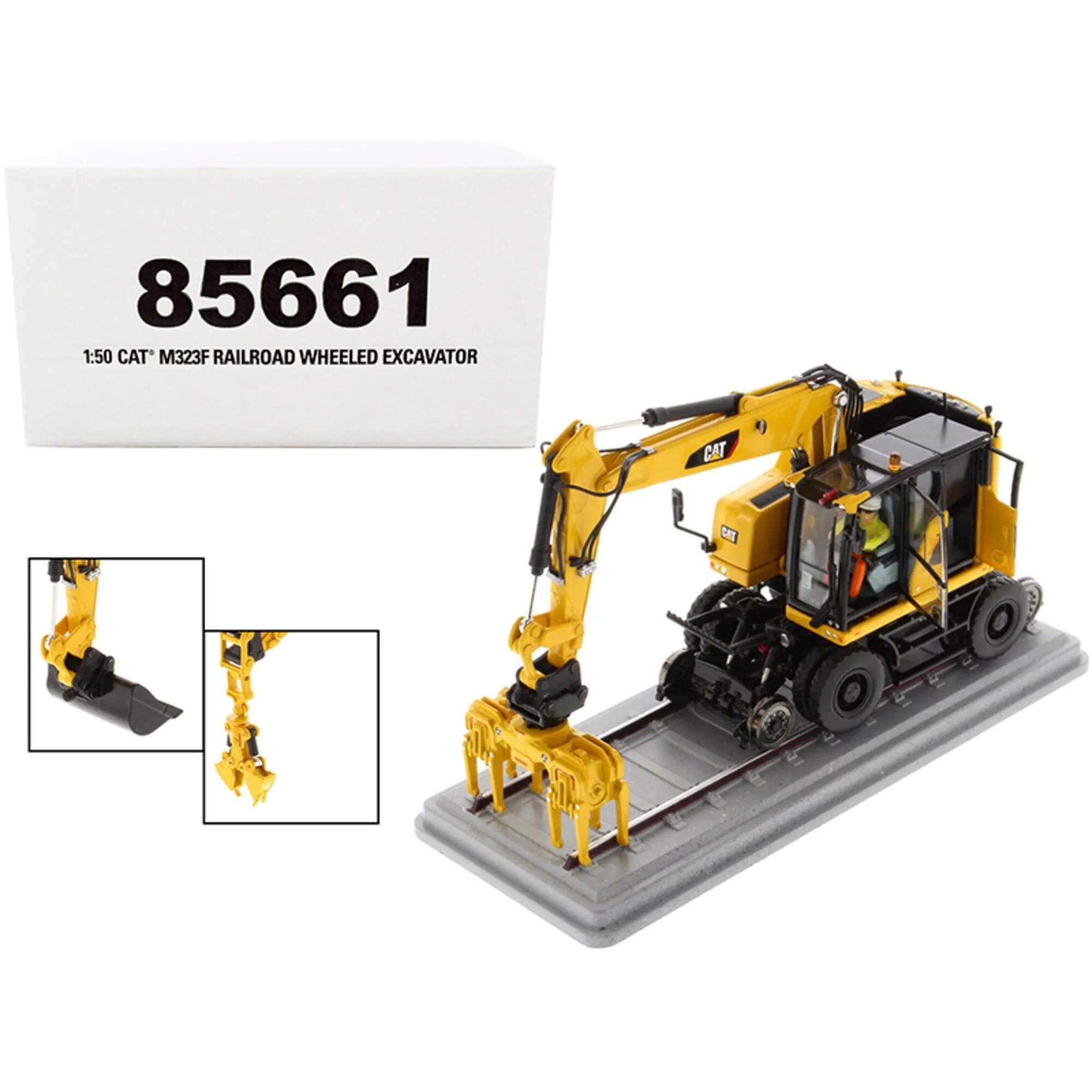 Diecast Masters 1/50 Model Excavator - CAT Caterpillar M323F Railroad Wheeled