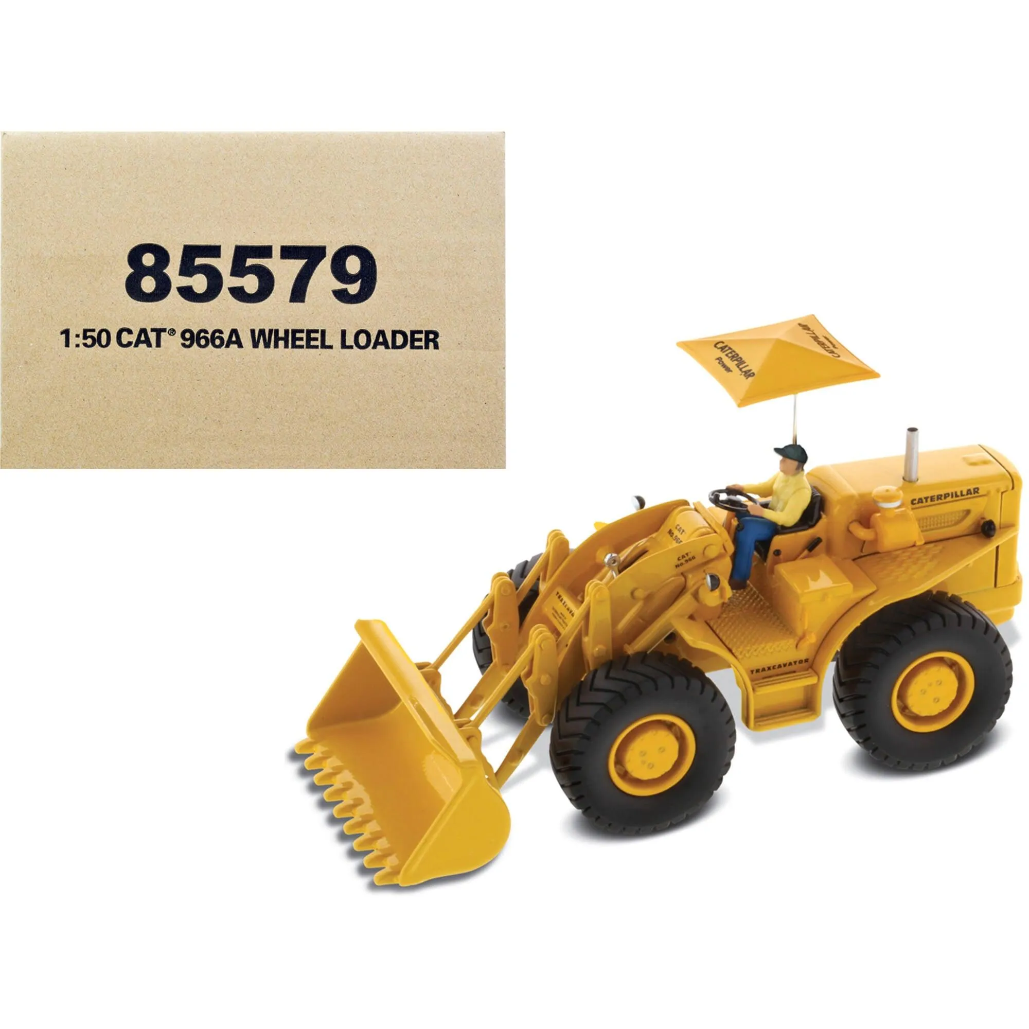 Diecast Masters 1/50 Model Wheel Loader - Caterpillar 966A Yellow with Operator