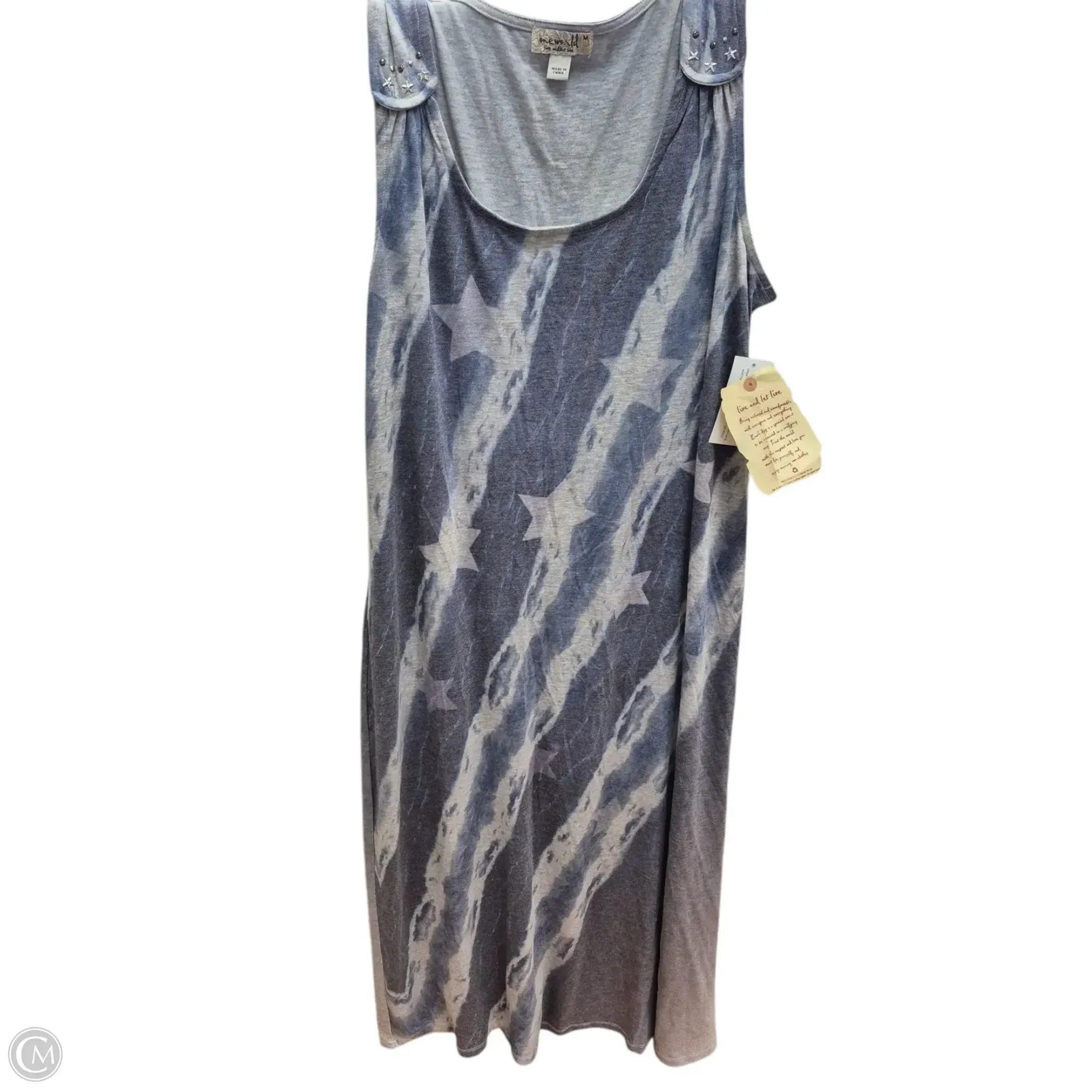 Dress Casual Maxi By One World In Blue & Grey, Size: M
