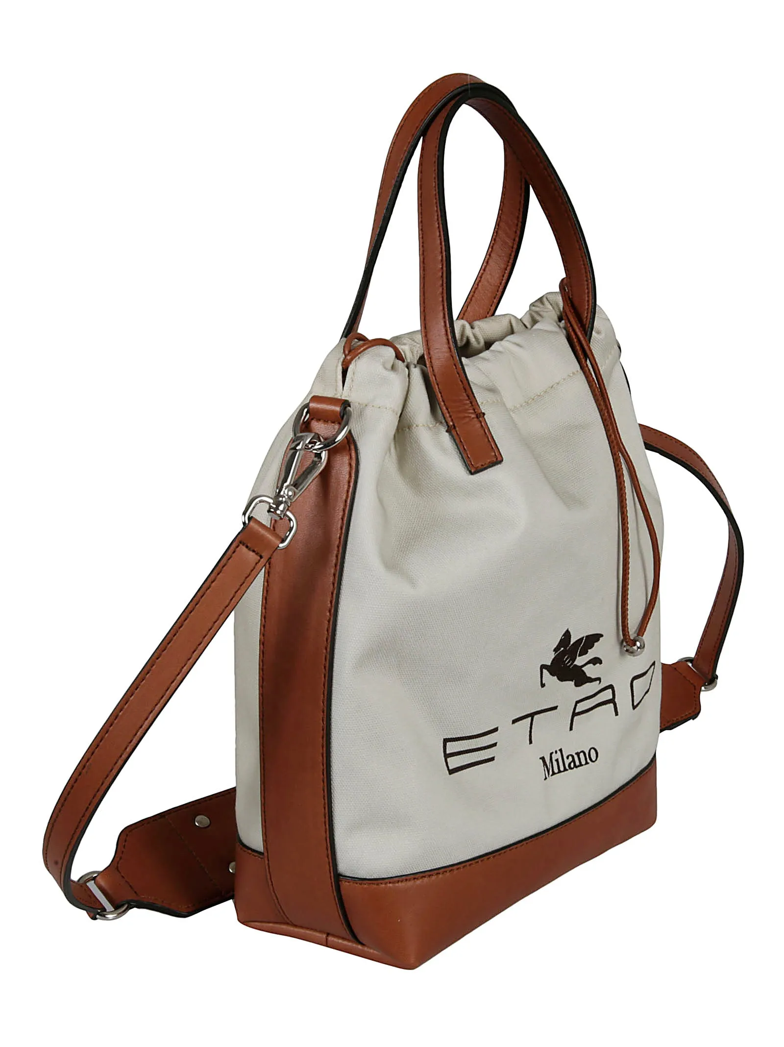Etro Logo Printed Embellished Bucket Bag