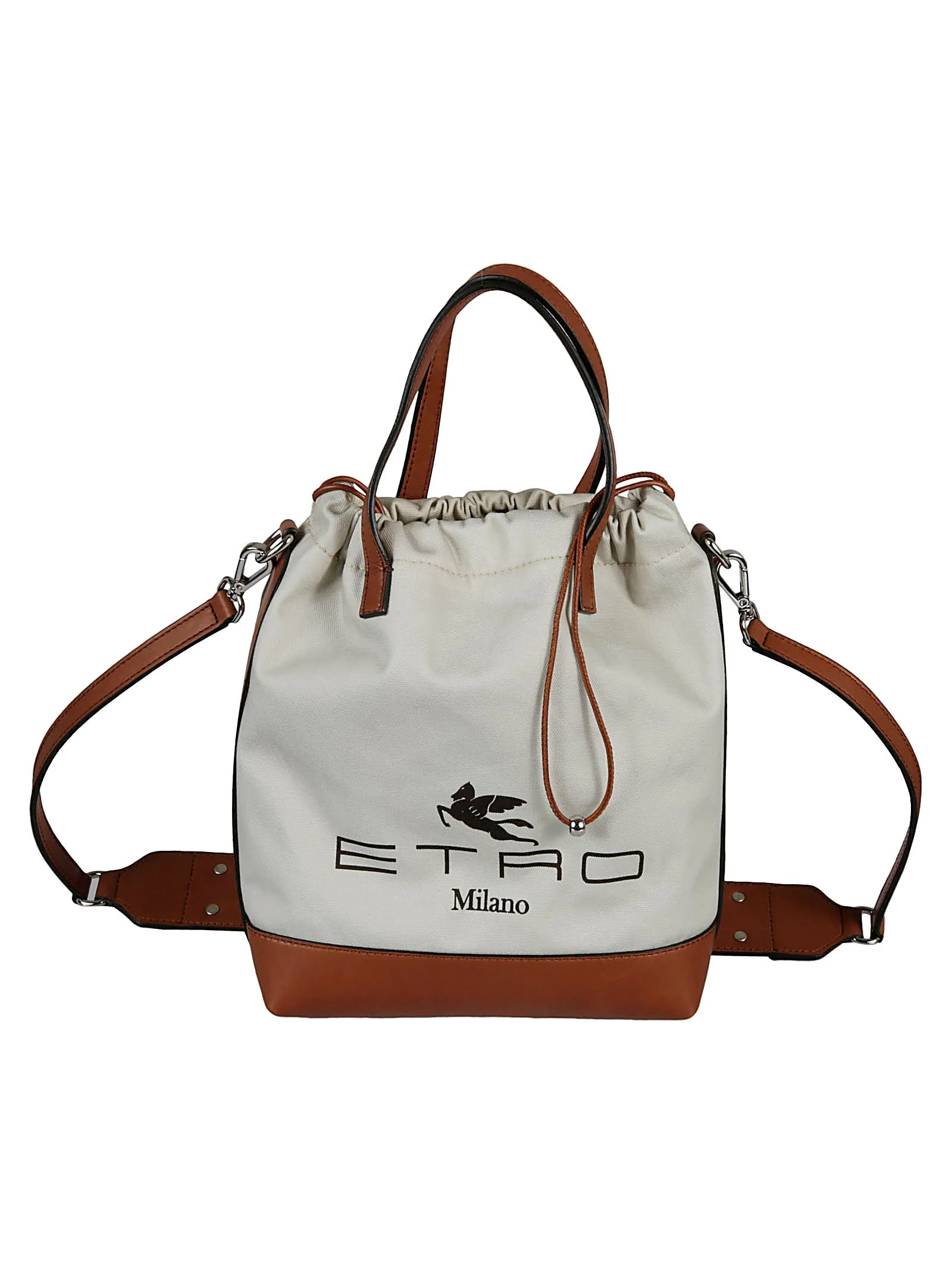 Etro Logo Printed Embellished Bucket Bag