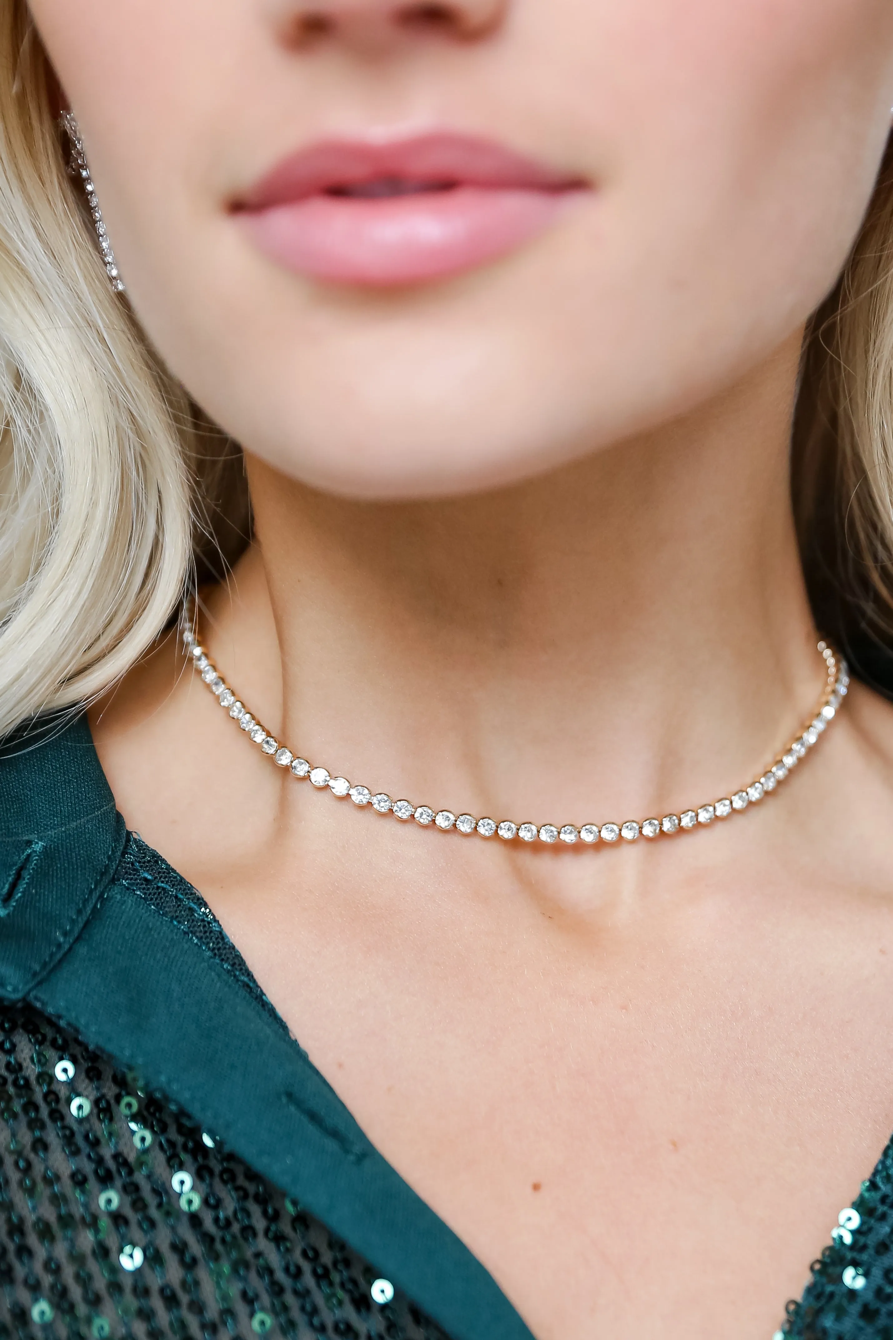 FINAL SALE - Cassidy Gold Rhinestone Necklace