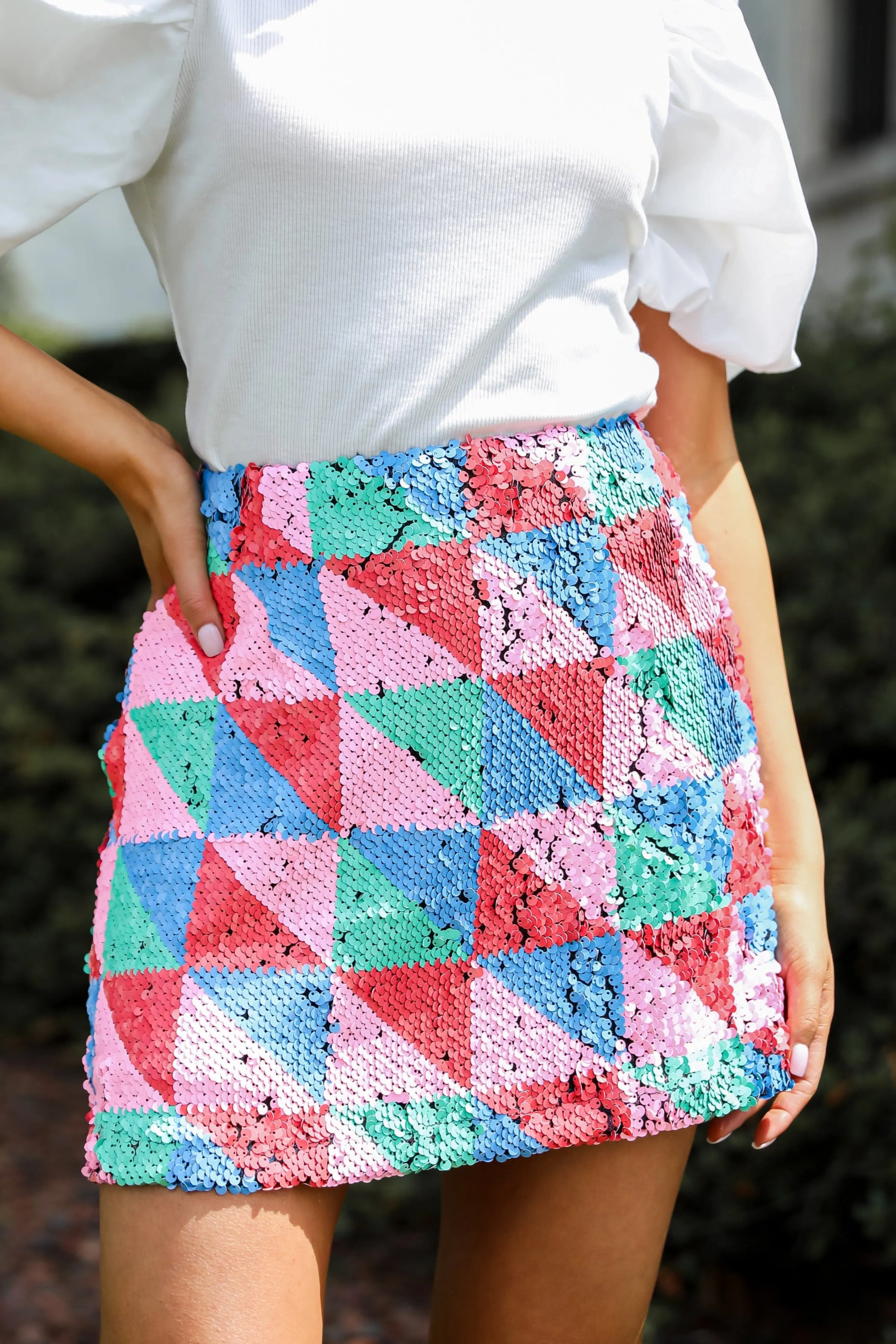 FINAL SALE - Glittering Event Multi Sequin Mini Skirt