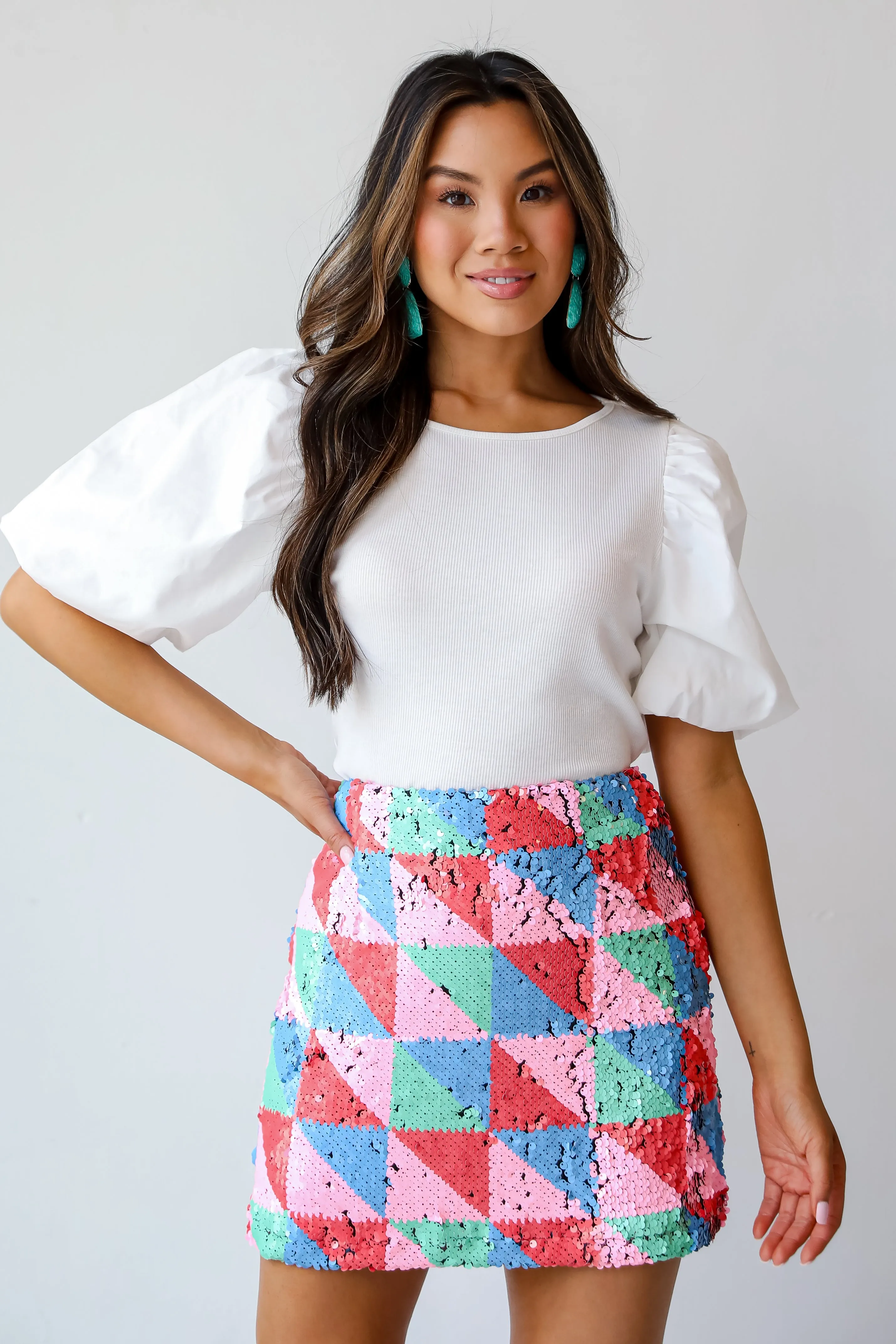 FINAL SALE - Glittering Event Multi Sequin Mini Skirt