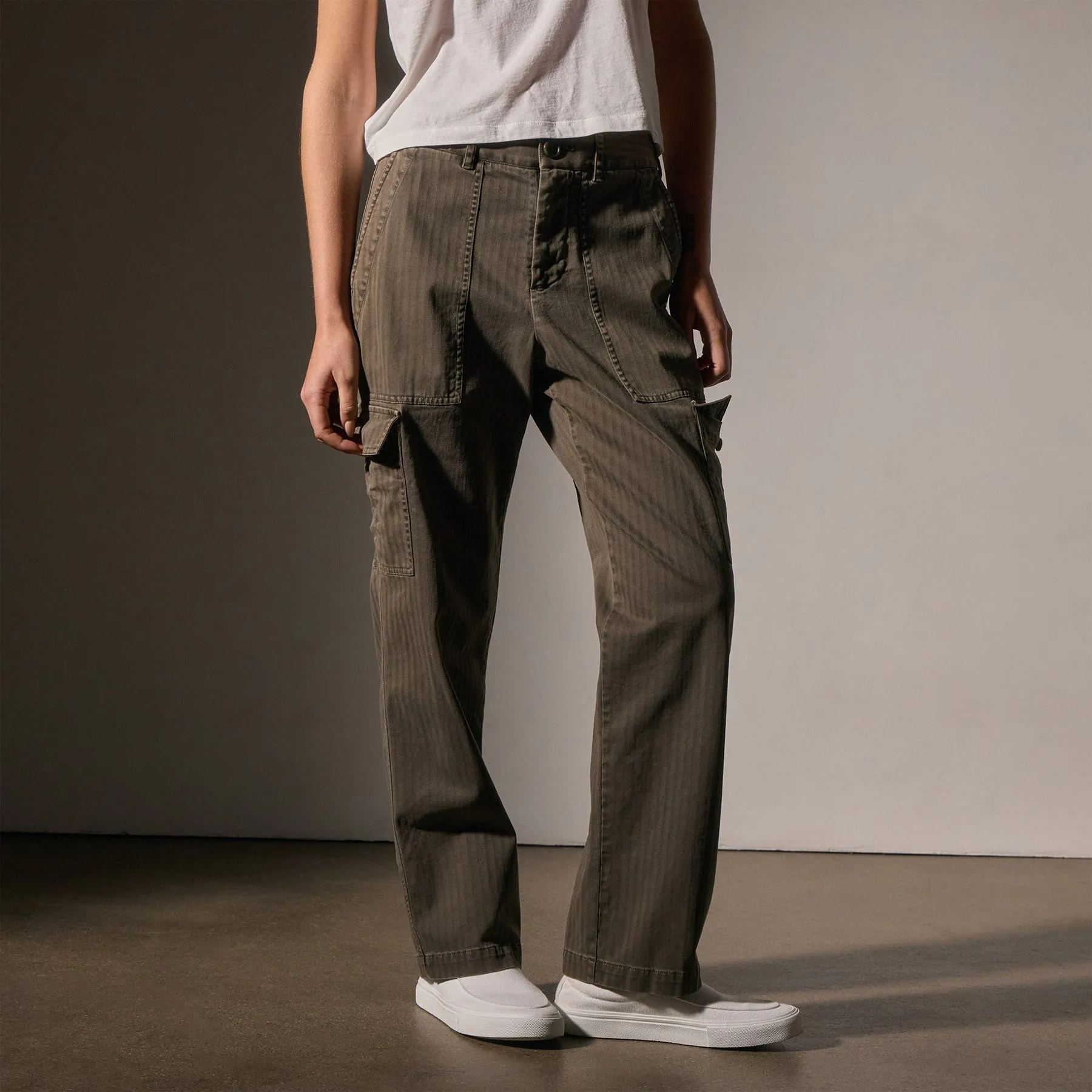 Herringbone Utility Pant - Army Green Pigment