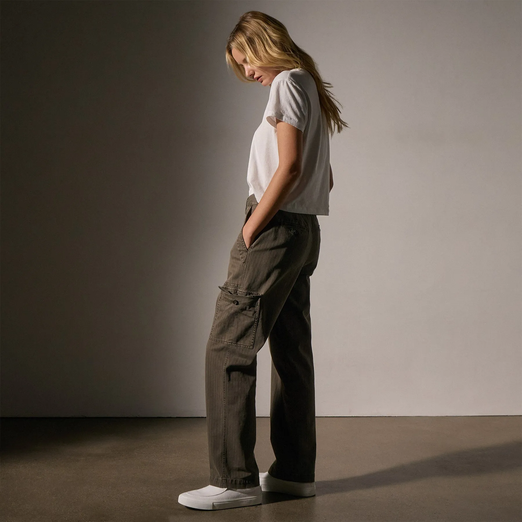 Herringbone Utility Pant - Army Green Pigment