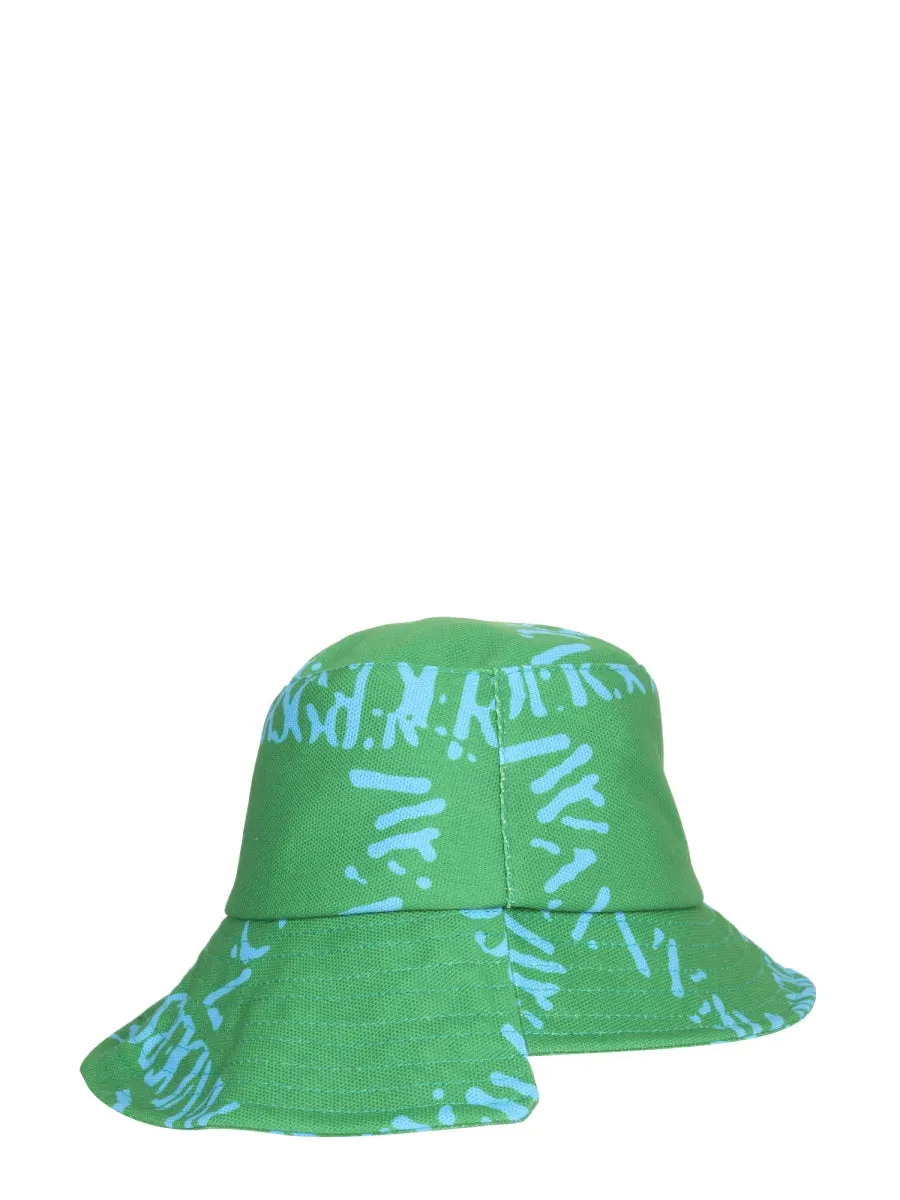 JW Anderson Asymmetric Logo Printed Drawstring Bucket Hat
