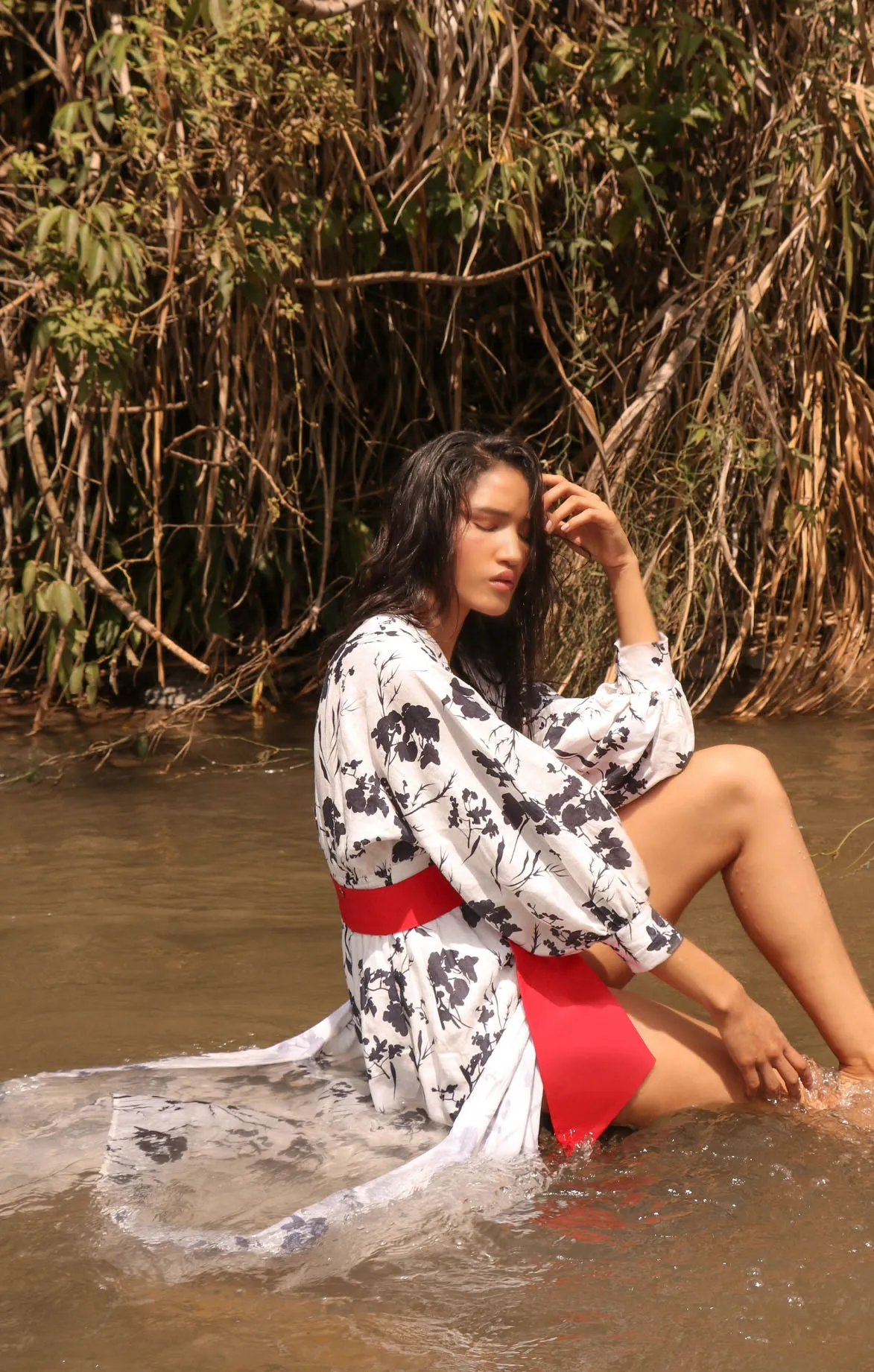 Maxi Dress in Cattleya / Mystic Navy