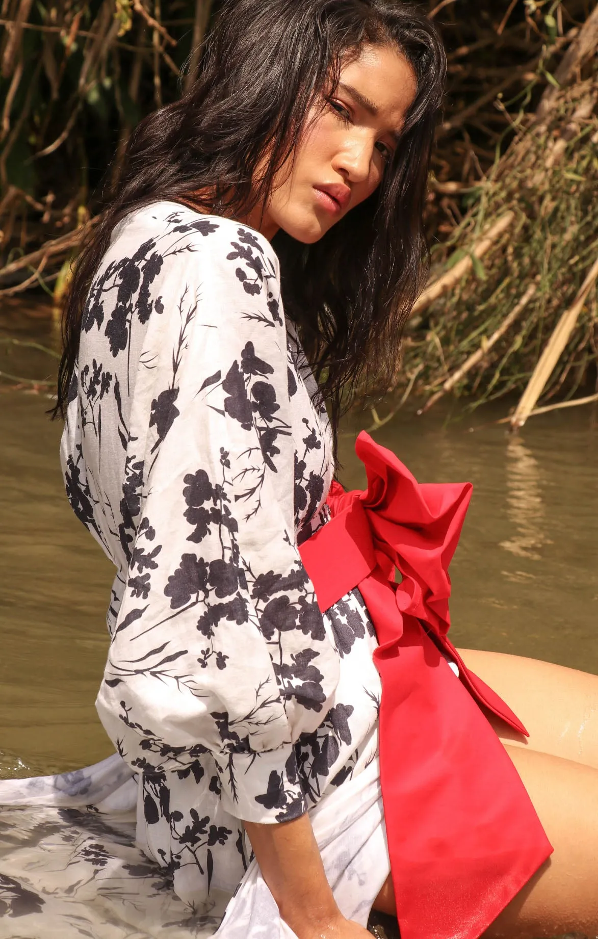 Maxi Dress in Cattleya / Mystic Navy