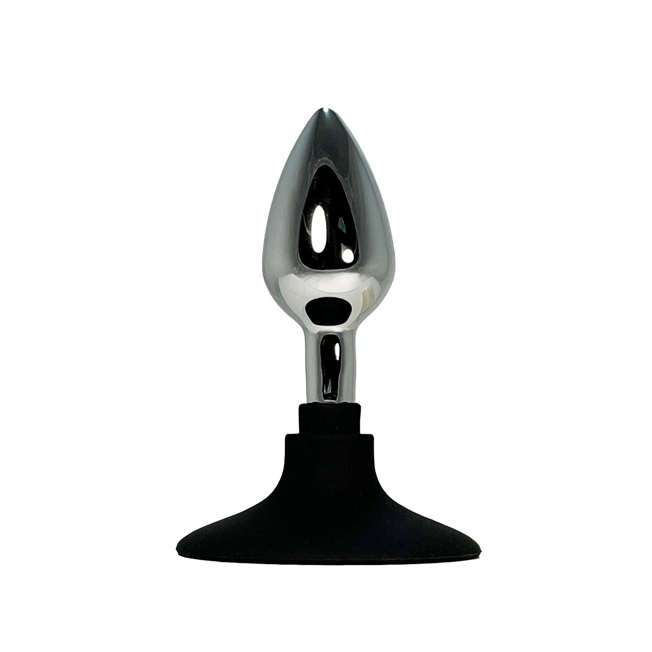 METAL TEAR DROP TAPER ANAL PLUG WITH SILICONE BASE