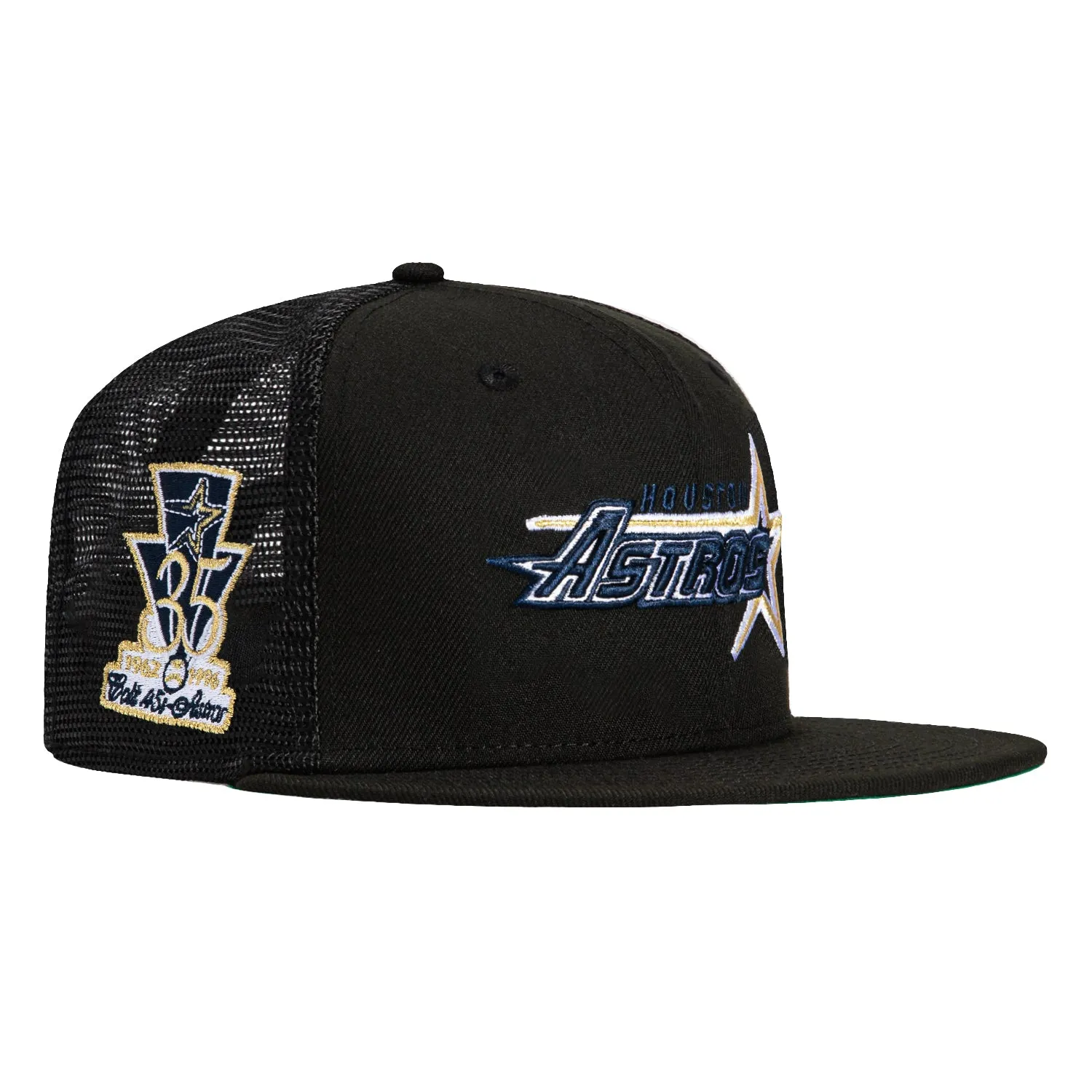 New Era 59Fifty Black Dome Houston Astros 35th Anniversary Patch Trucker Hat - Black