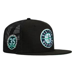 New Era 59Fifty Black Dome Seattle Mariners 35th Anniversary Patch Trucker Hat - Black