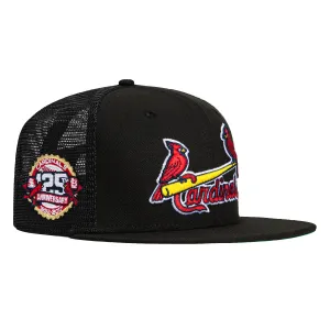 New Era 59Fifty Black Dome St Louis Cardinals 125th Anniversary Patch Trucker Hat - Black