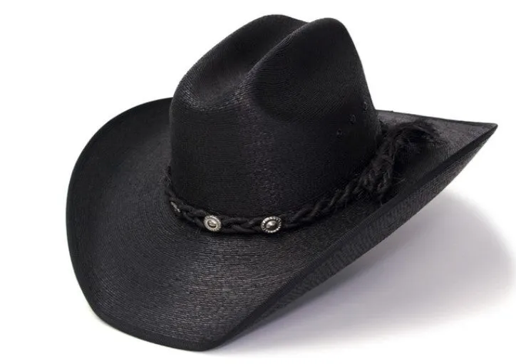 PAL-17 Black Palm Straw Western Cattleman Hat