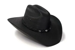 PAL-17 Black Palm Straw Western Cattleman Hat