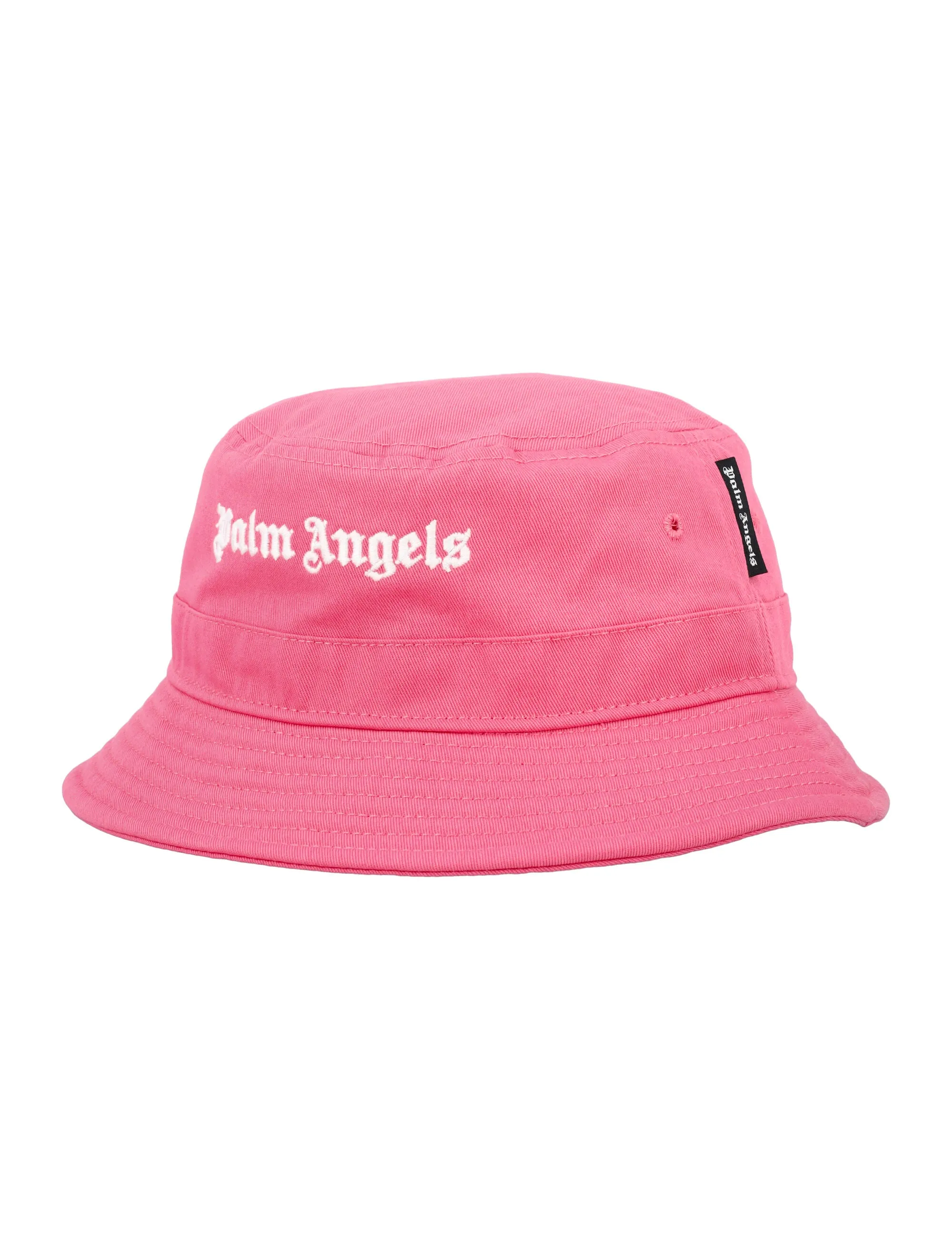 Palm Angels Logo Embroidered Flat Crown Bucket Hat