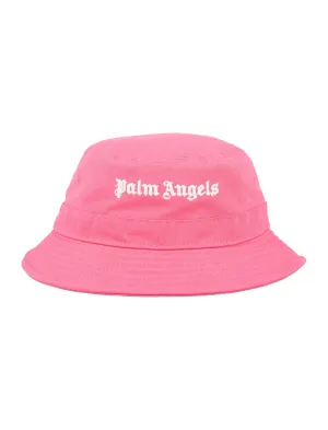 Palm Angels Logo Embroidered Flat Crown Bucket Hat