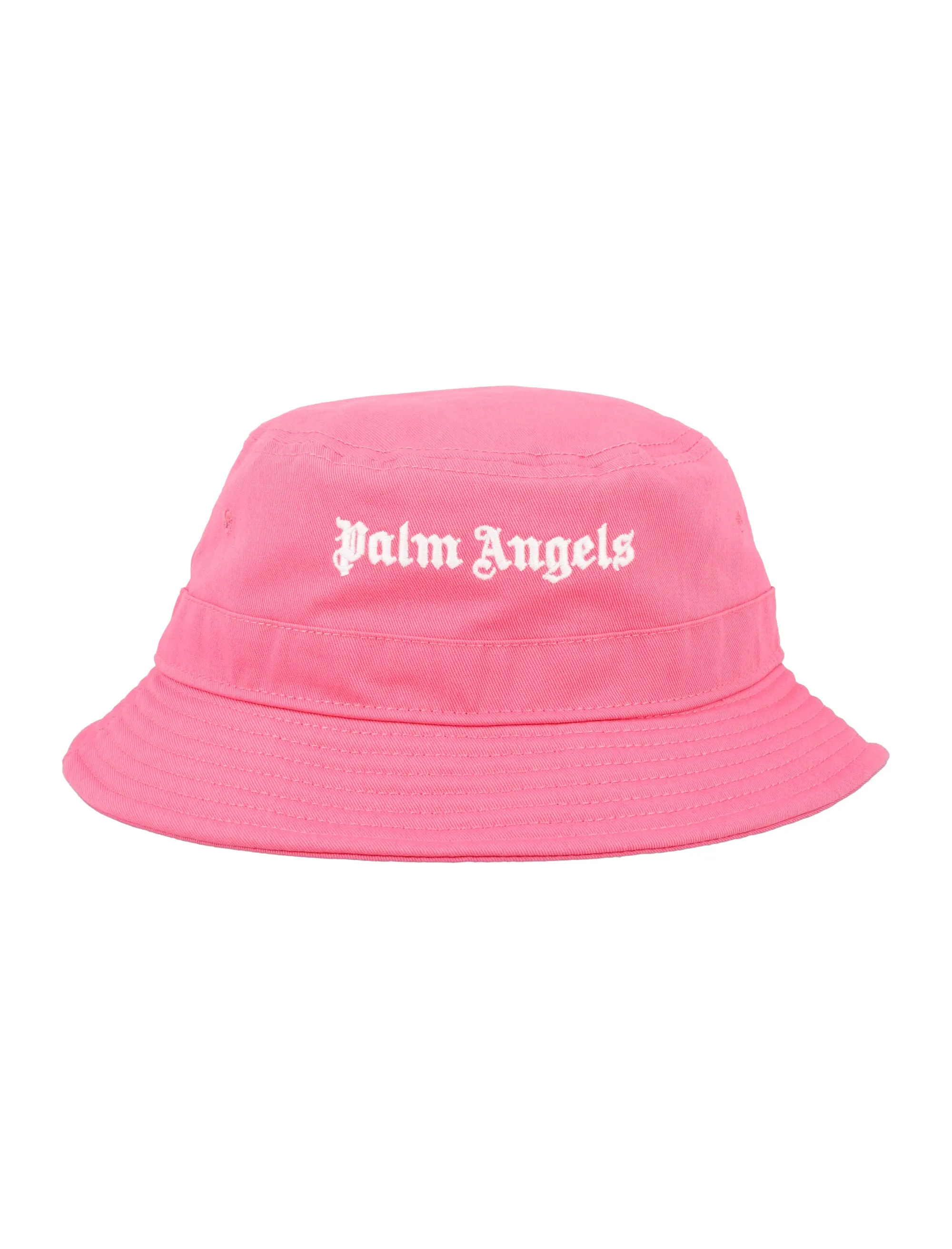 Palm Angels Logo Embroidered Flat Crown Bucket Hat