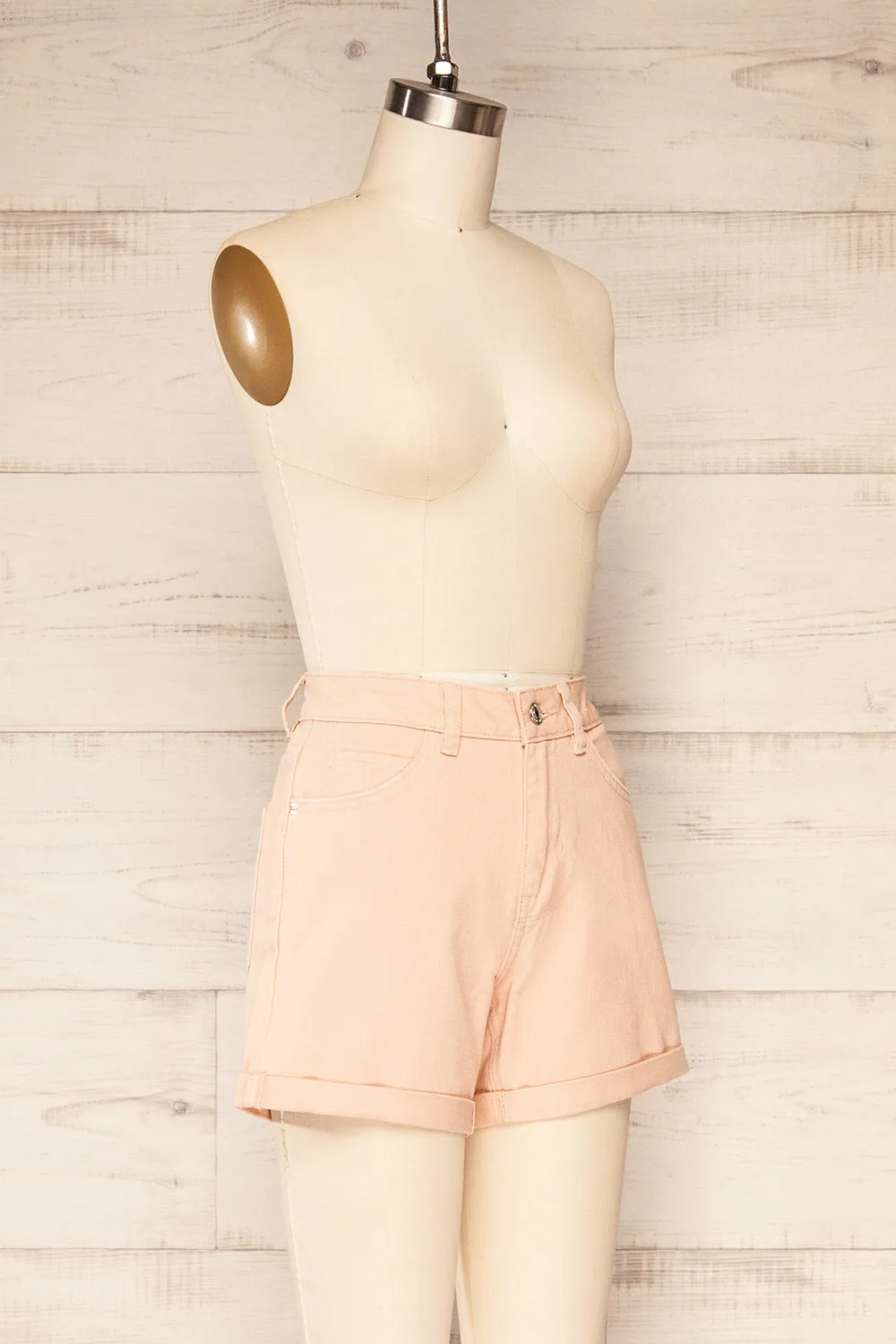 Park Blush | High-Waisted Denim Shorts