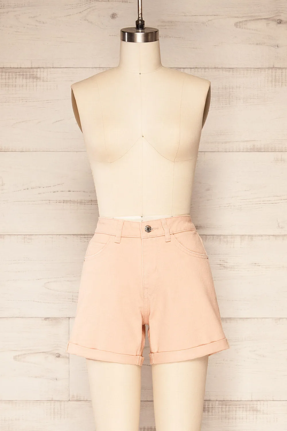 Park Blush | High-Waisted Denim Shorts