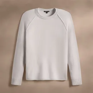 Recycled Cashmere Raglan Crew - Pearl