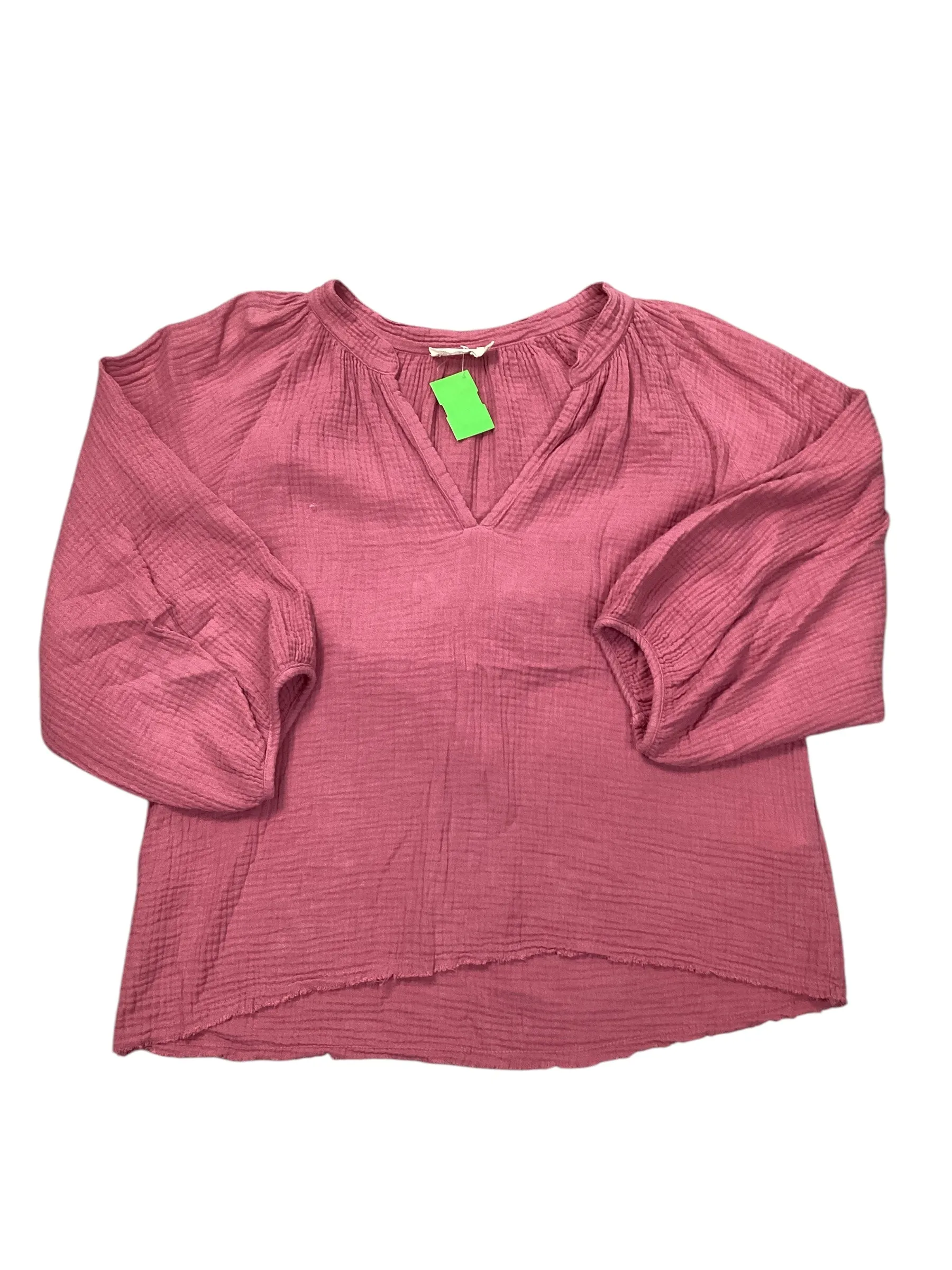 Top 3/4 Sleeve By Nation In Pink, Size:Xs