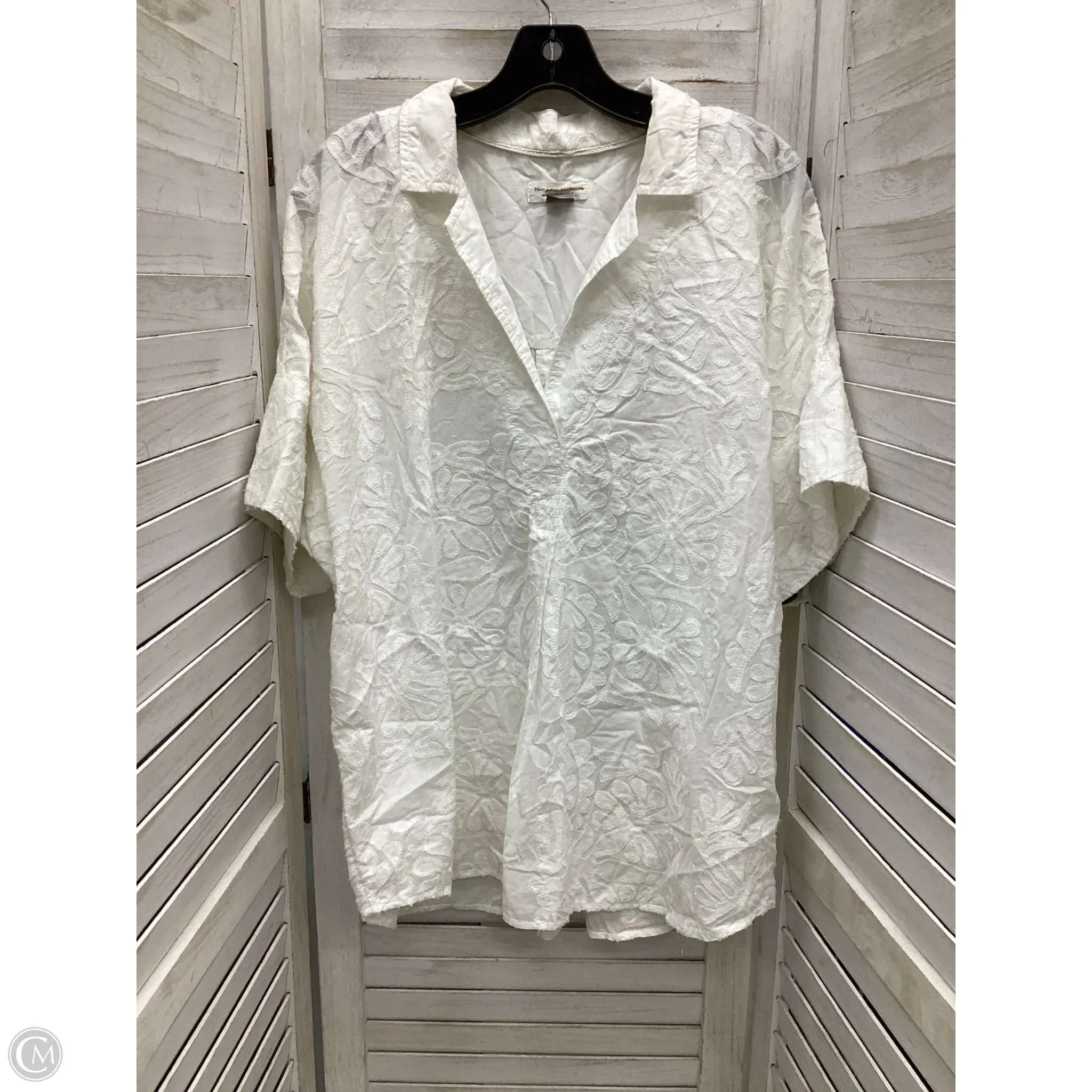 Top Short Sleeve By Anthropologie In White, Size: Xl