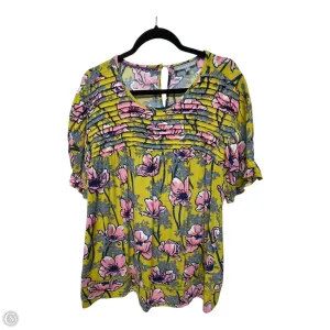 Top Short Sleeve By Daniel Rainn In Pink & Yellow, Size: L