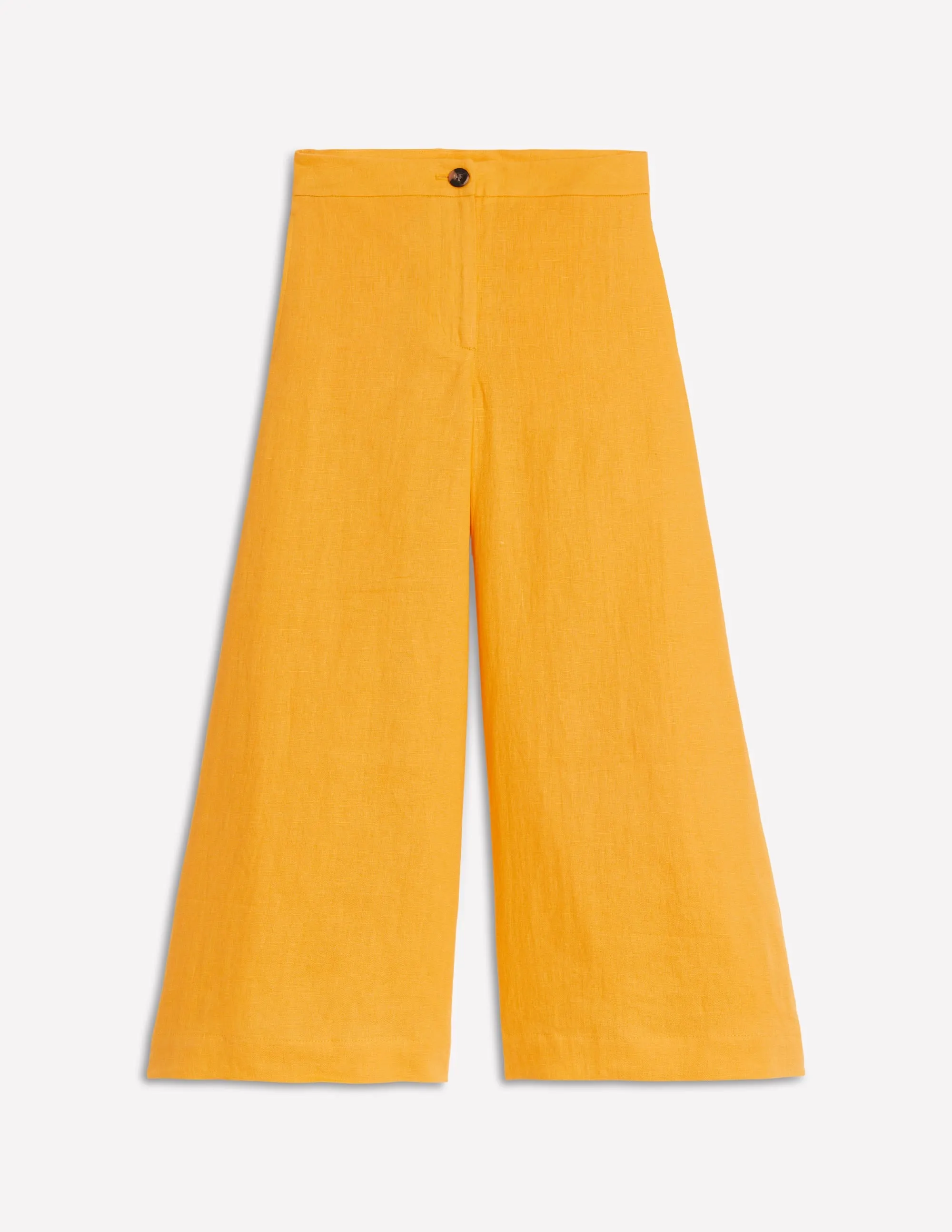 Wide Crop Linen Trousers-Summers Sun Yellow